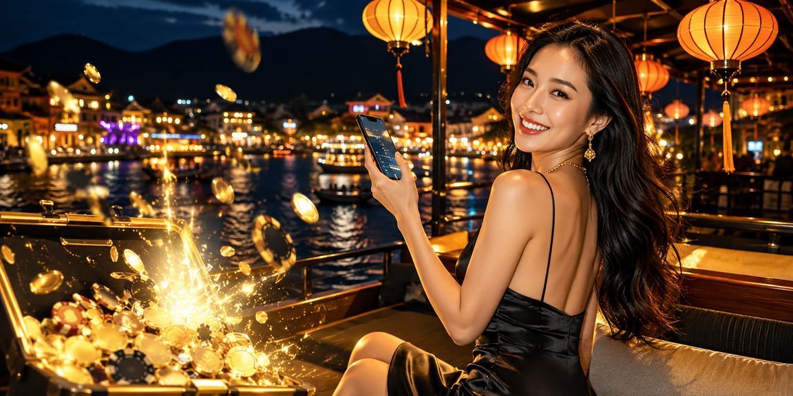 Người dùng Việt Nam sử dụng điện thoại tại Hội An để truy cập nền tảng 674 an toàn